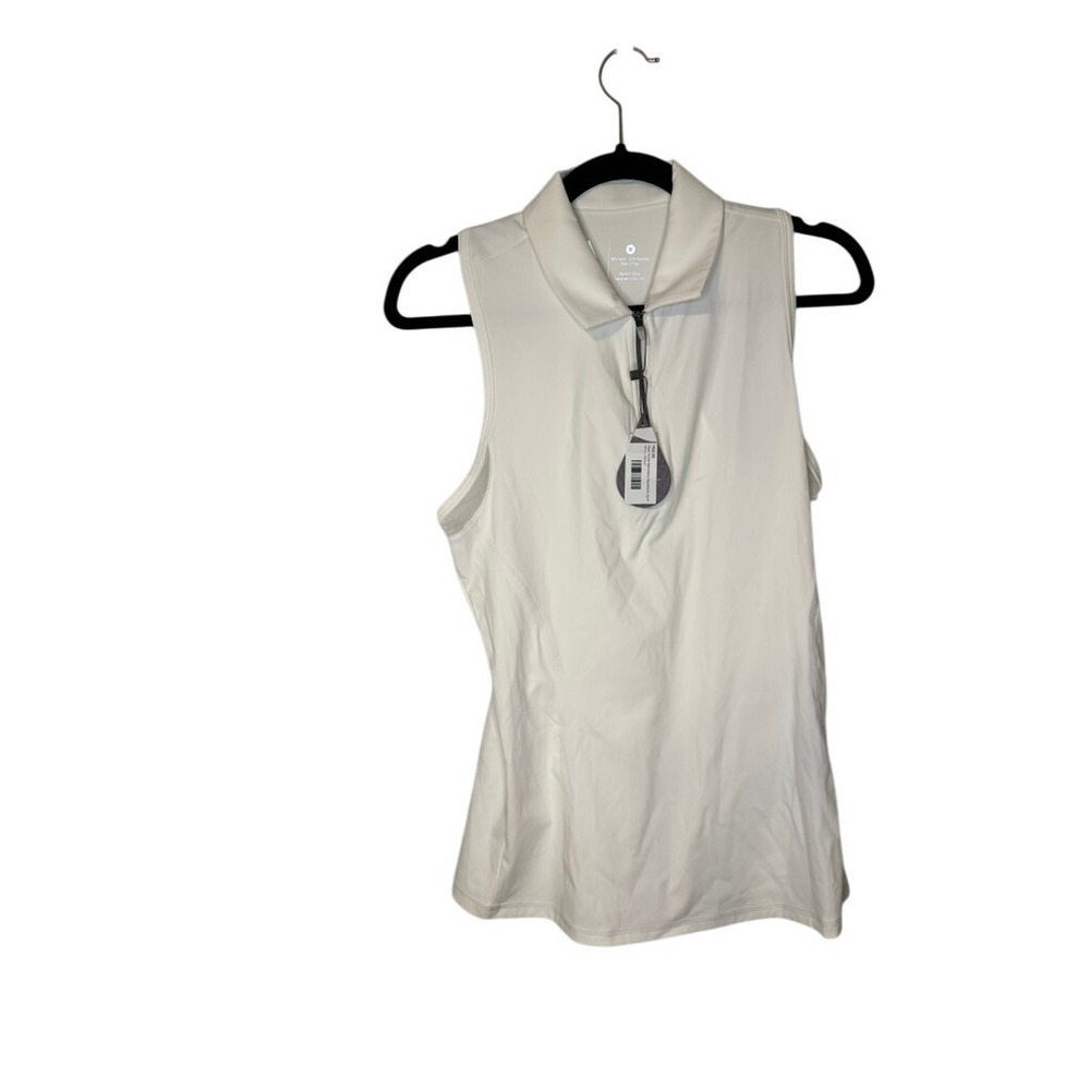 Adair Active Sleeveless Racerback Zip Shirt White Athleisure Medium - Picture 2 of 7